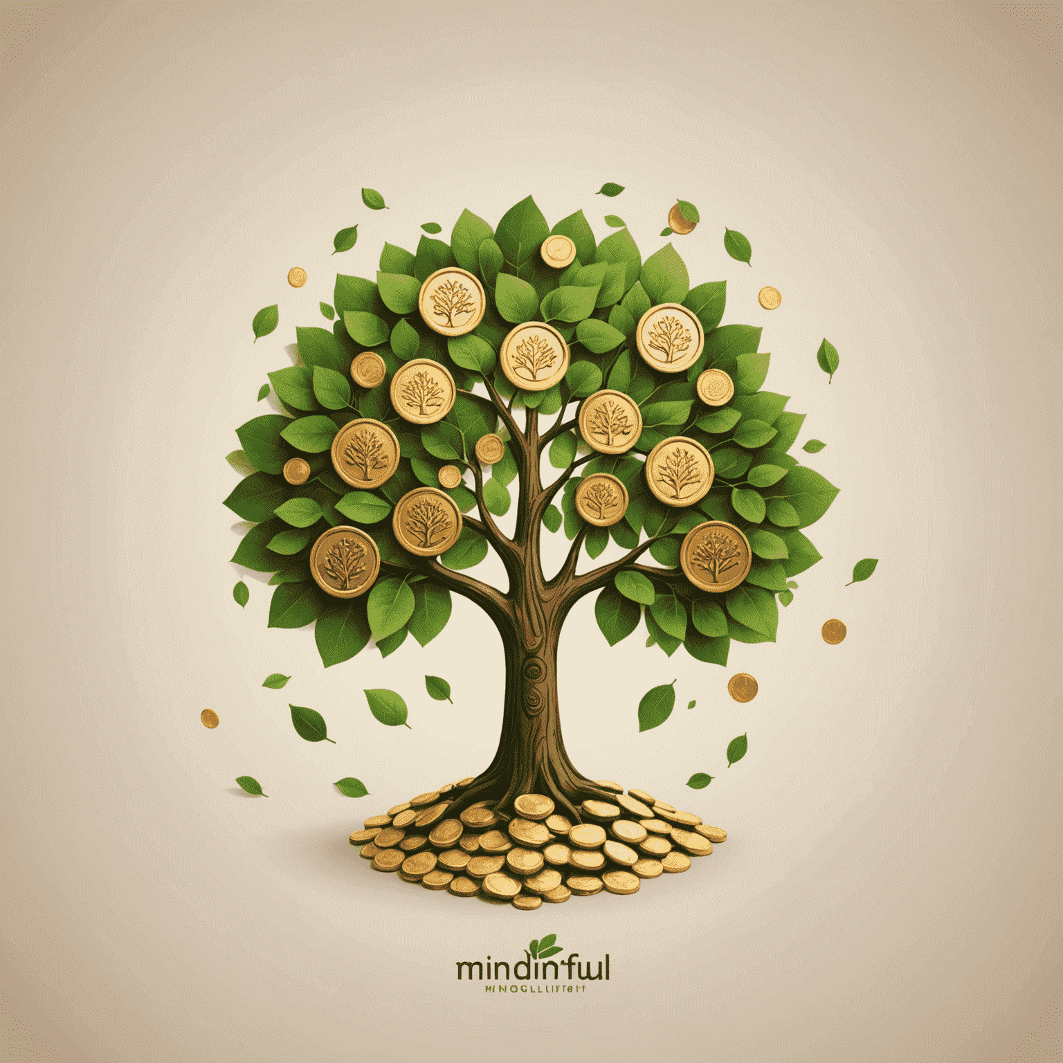 Mindful Wealth logo depicting a tree with coins as leaves, symbolizing growth and financial well-being
