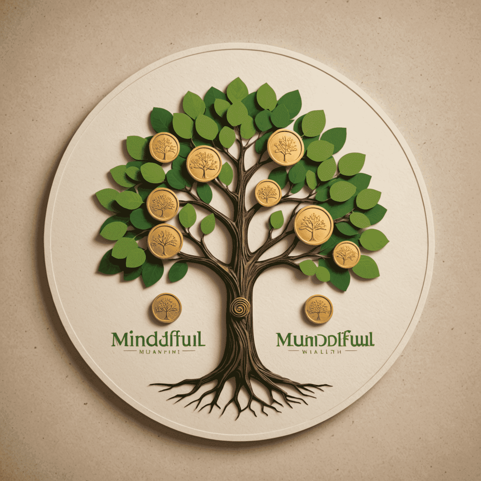 Mindful Wealth logo depicting a tree with coins as leaves, symbolizing growth and financial well-being