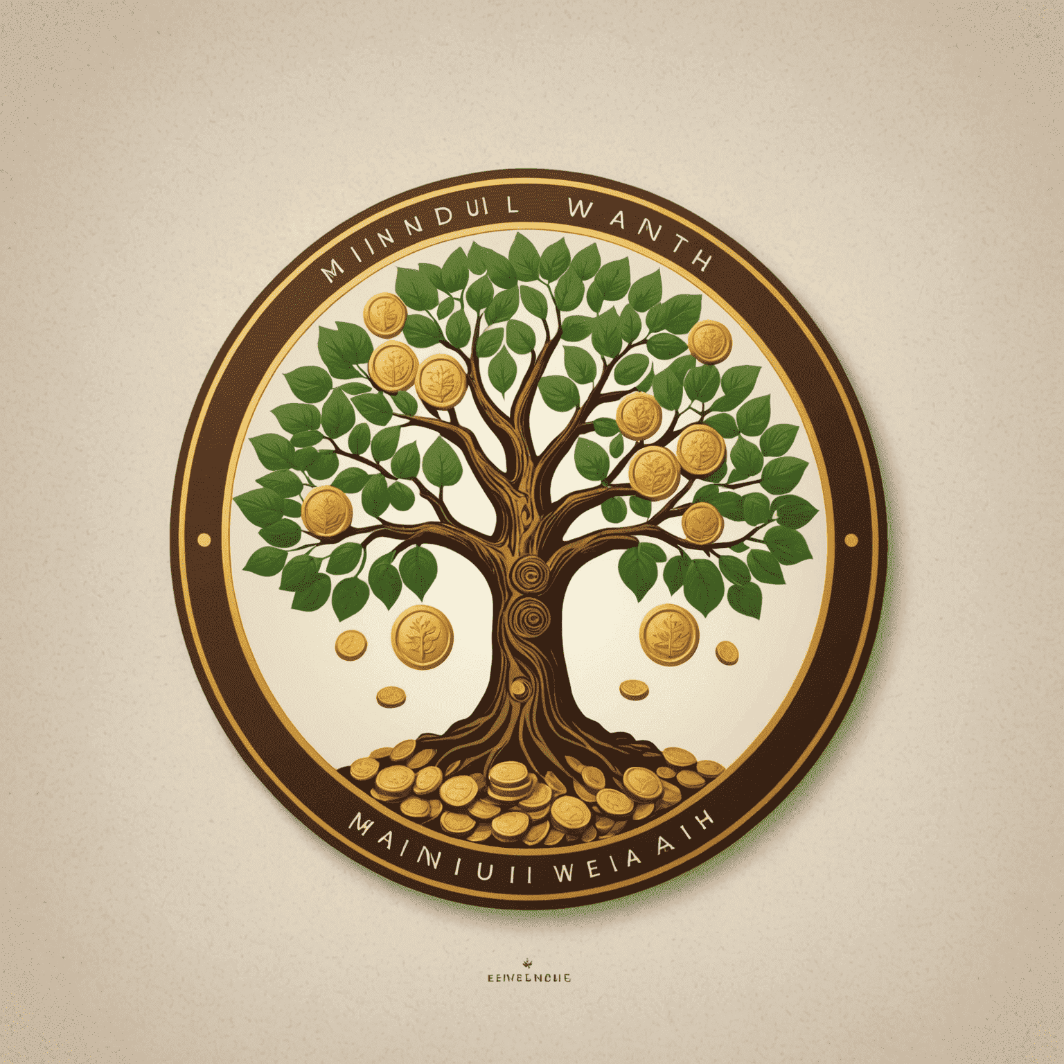 Mindful Wealth logo depicting a tree with coins as leaves, symbolizing growth and financial well-being