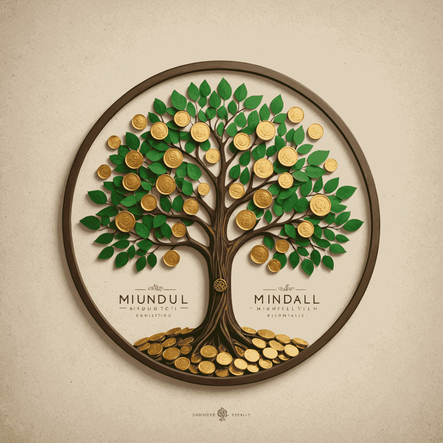 Mindful Wealth logo depicting a tree with coins as leaves, symbolizing growth and financial well-being