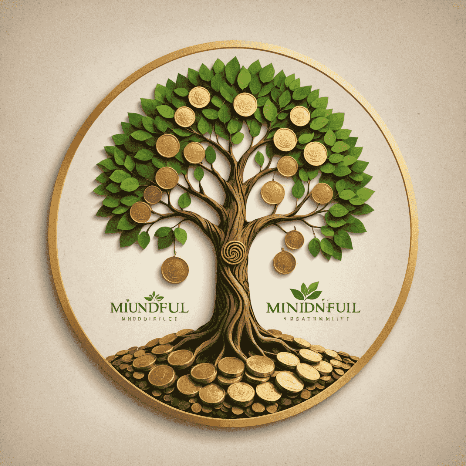 Mindful Wealth logo depicting a tree with coins as leaves, symbolizing growth and financial well-being