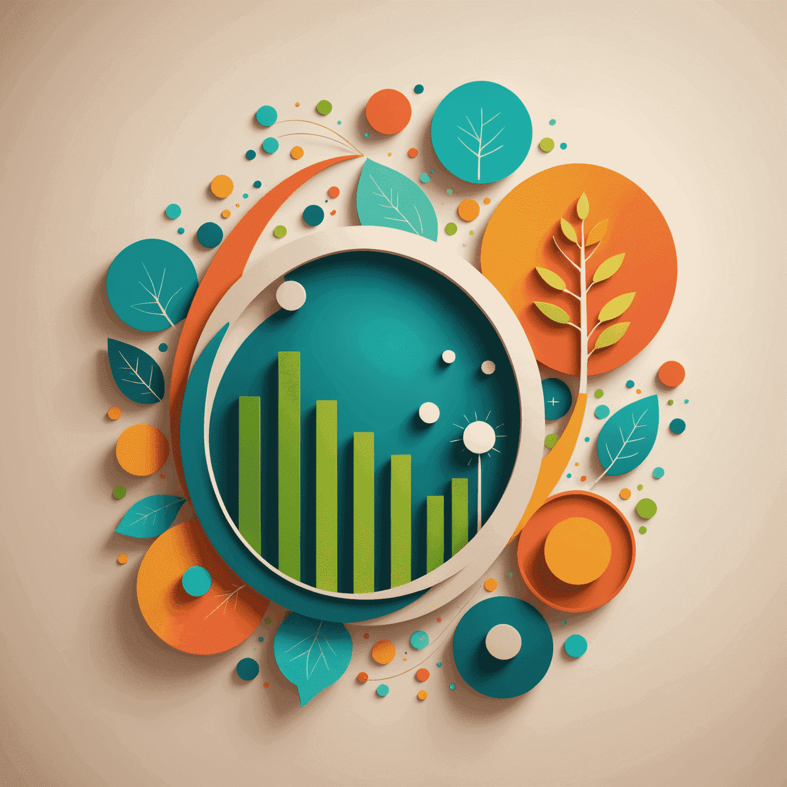 An abstract representation of financial growth using organic shapes and gradients. The image shows upward-trending curves and circular elements, symbolizing continuous improvement and holistic financial well-being.