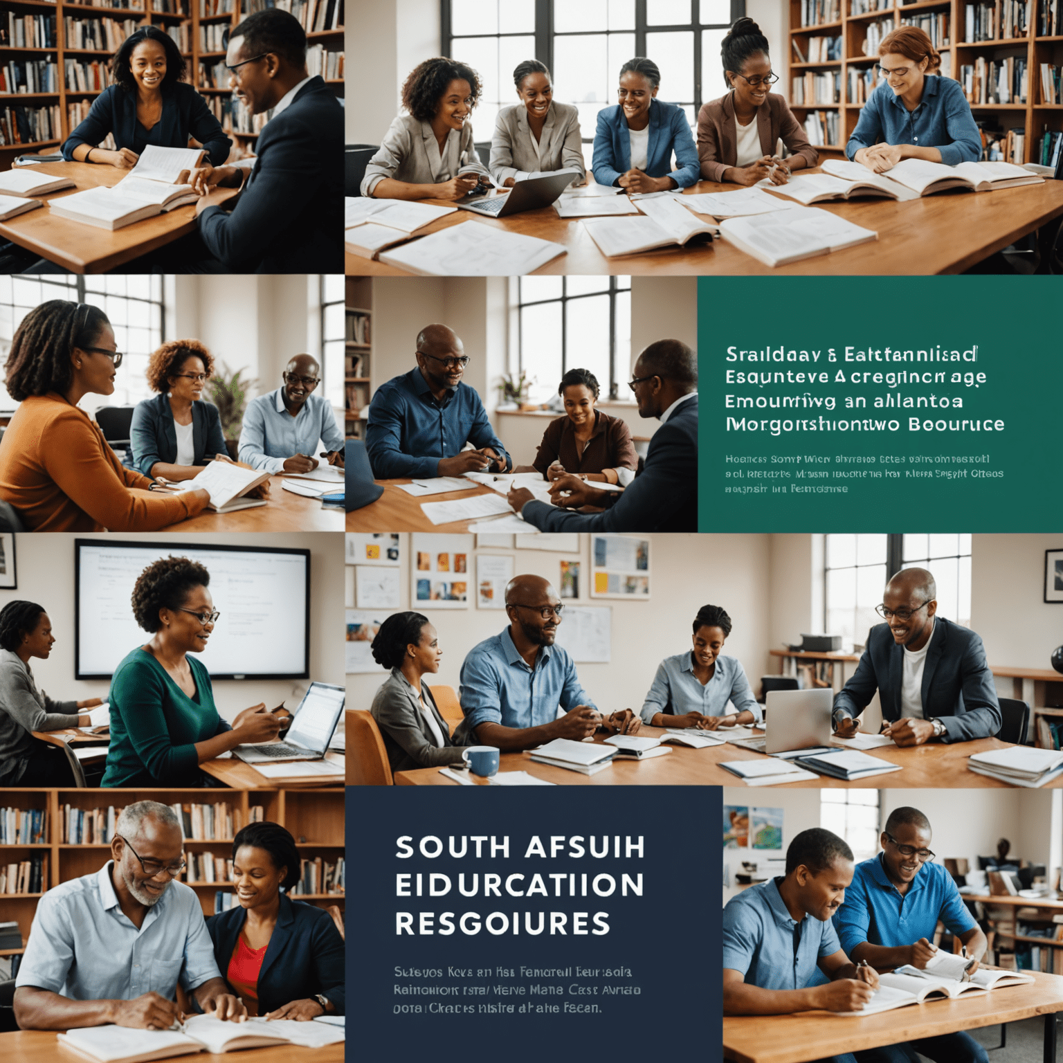 Collage of financial education resources including books, workshops, and online courses tailored for South African audience